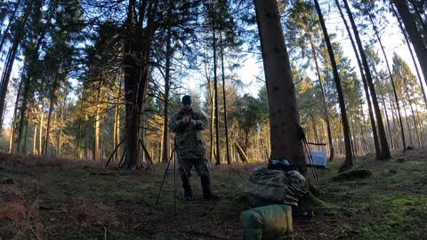 Setting up the camera to film in the woods. 18th Jan 2023