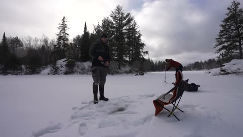 3 Days Winter Camping and Ice Fishing in Unusual Weather