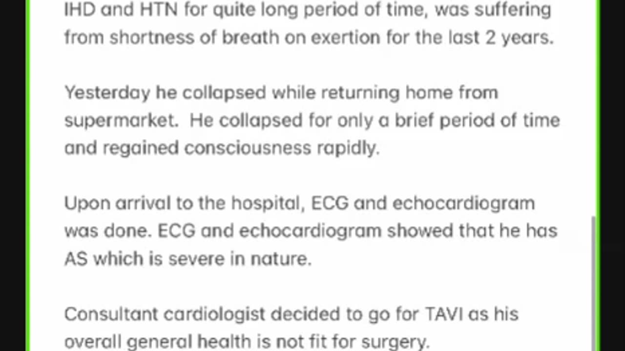 ST4.75 year old man with DM, HTN, IHD complains of SOB was found to have severe AS and needs TAVI