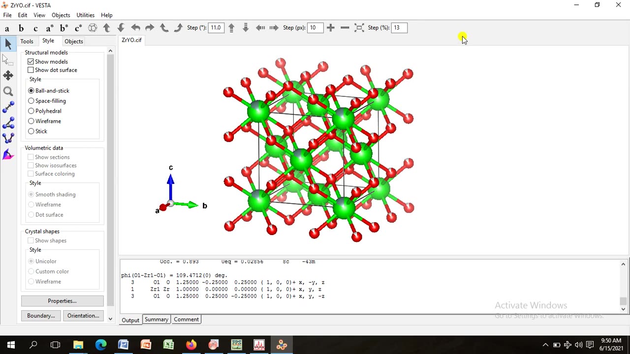 Rietveld Refinement and Crystal Structure of ZrYO material using FullProf and VESTA Software