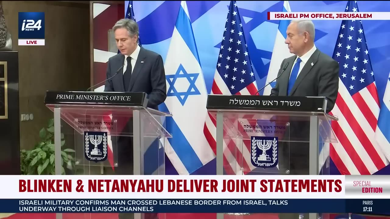 US Secretary of State Antony Blinken and Israeli Prime Minister Benjamin Netanyahu