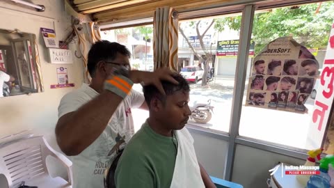 Roadside Barber Intense Tapping Head Massage _ Indian Massage