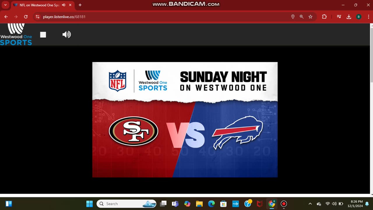 DECEMBER 1 2024 NFL FOOTBALL: 49ERS VS BILLS PART 1