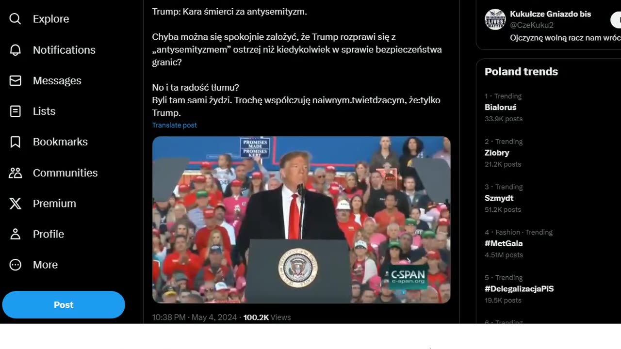 Debil i zwyrol Trump - Kara śmierci za antysemityzm. 2024.05.04
