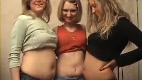 THREE RUSSIAN GIRLS COMPARE THEIR BELLIES