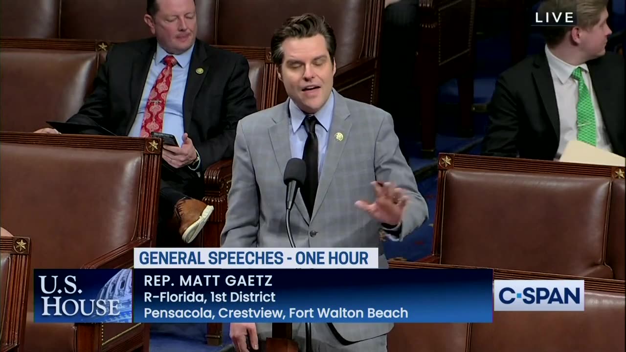 Rep. Matt Gaetz in Congress speaking on the Satanic NWO USA Deep State De-platforming...