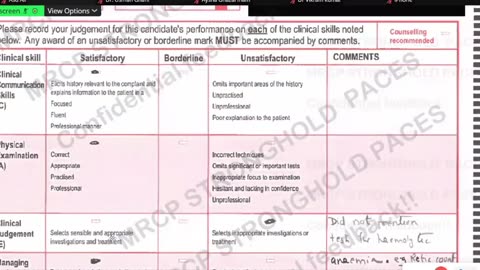 ST5.35 year old lady with tiredness, HR 110 marks sheet