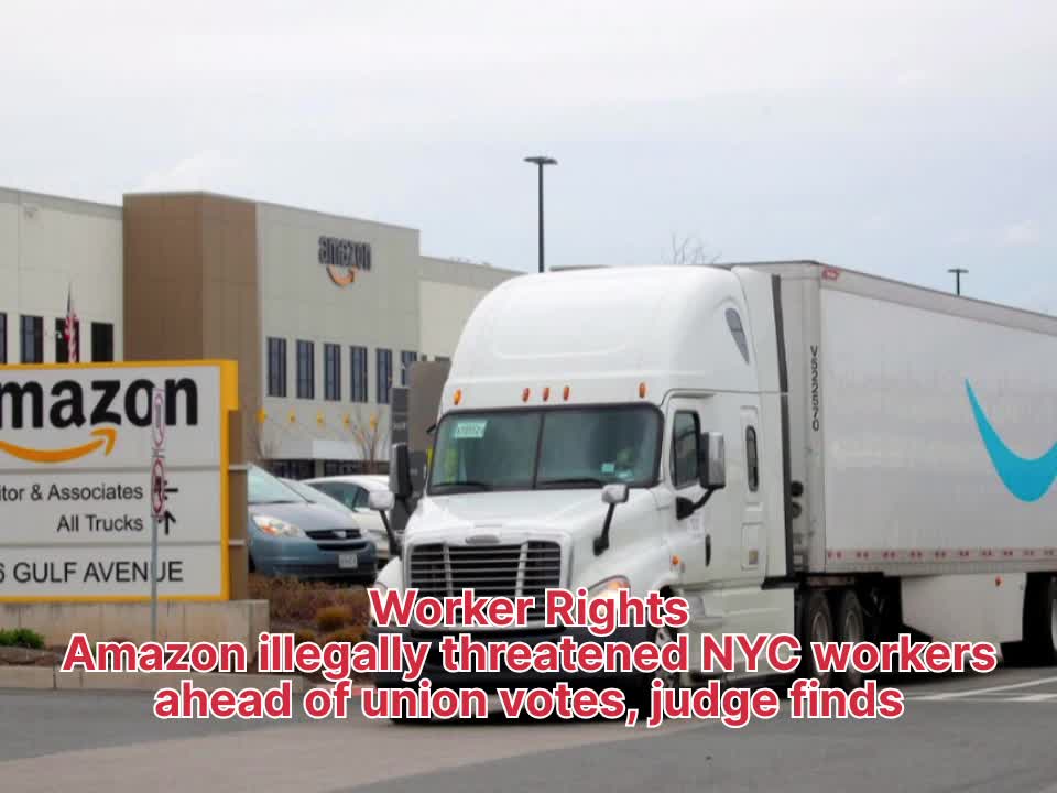 Worker Rights Amazon illegally threatened NYC workers ahead of union votes, judge finds