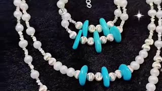 GN-20241205-03 S925 Silver Set Jewelry Natural Pearl Turquoise Beautiful Women's Jewelry Natural