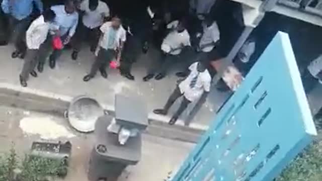 Alexandra High School students throwing away food