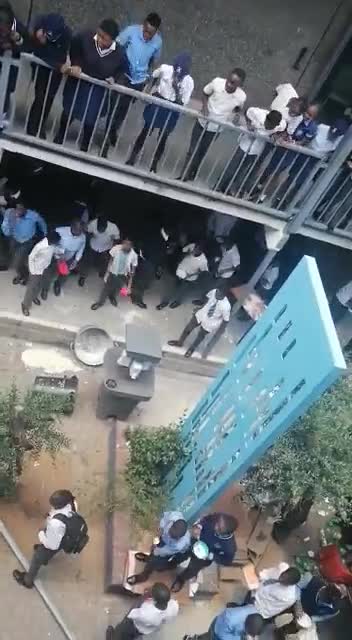 Alexandra High School students throwing away food