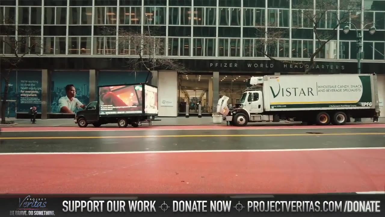 Project Veritas LED Truck Outside of Pfizer World Headquarters