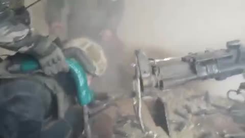 Russian forces fire a powerful gun at the enemy