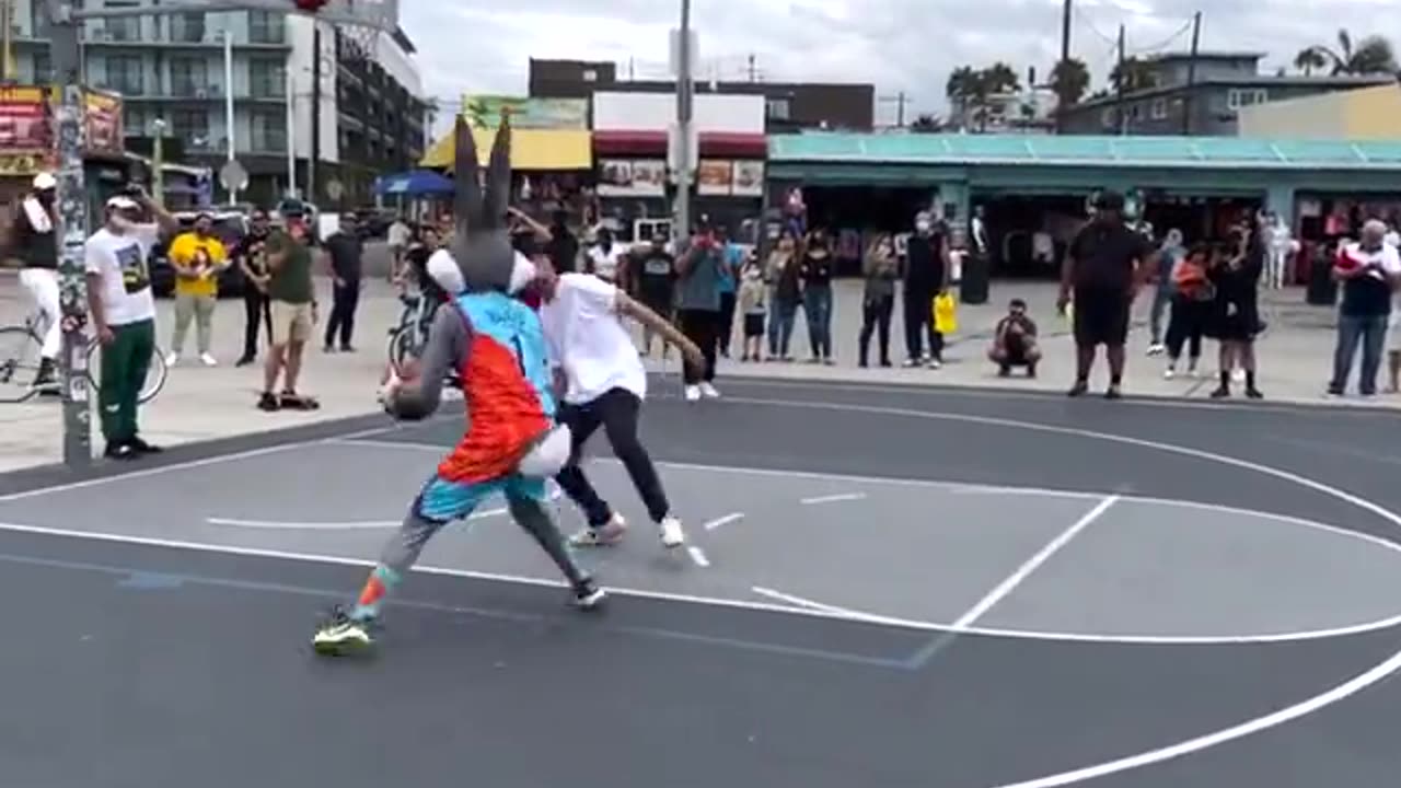 Funny people, rabbit has some awesome moves on the court