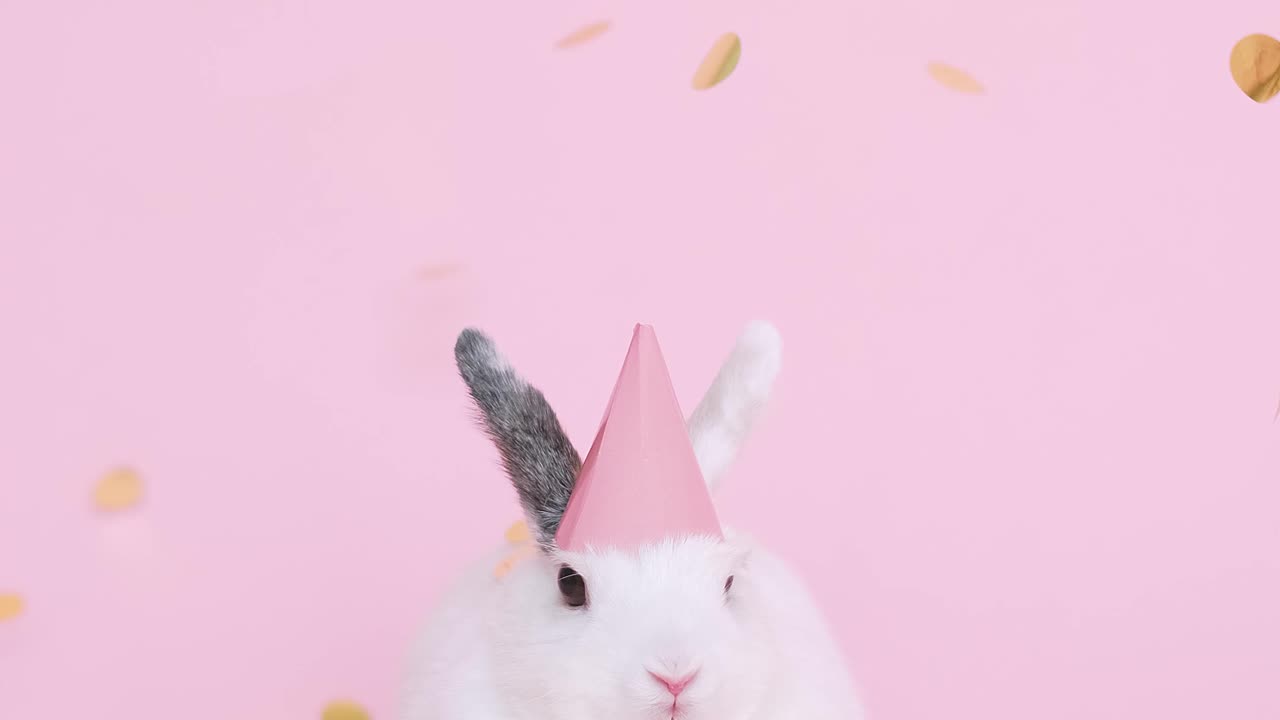 Cute Bunny Wearing a Party Hat