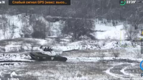 Russian T-80 Tank firing towards the enemy