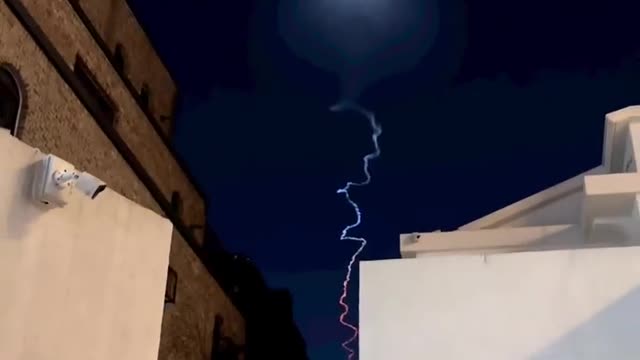 What kind of white footprints and stripes appeared in the sky