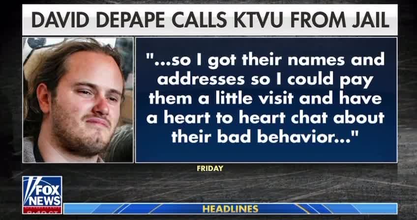 Depape calls radio station from jail
