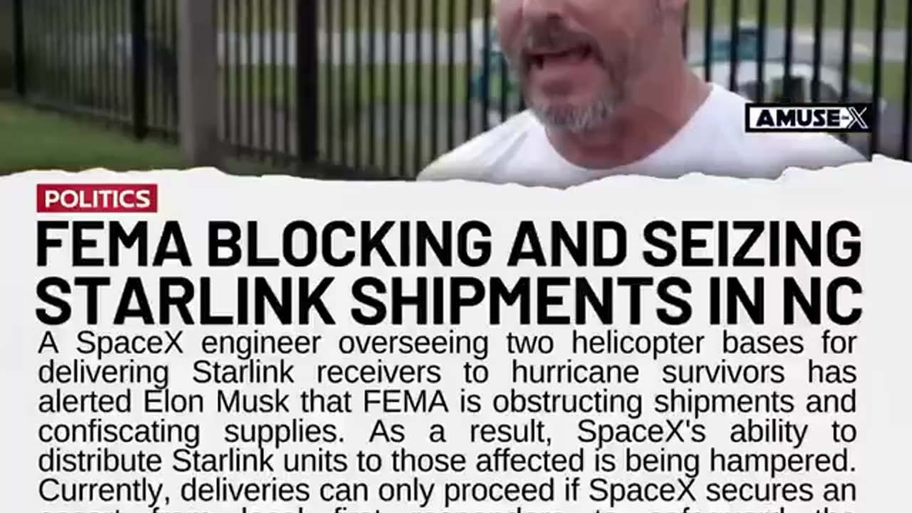 Now FEMA is blocking Starlink shipments to keep people offline so they can't upload photos and video