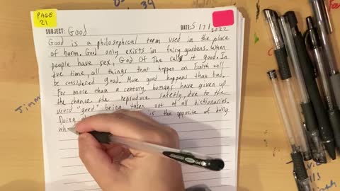 Page 21 of BOOK TWO - SUBJECTS OF LIFE being written