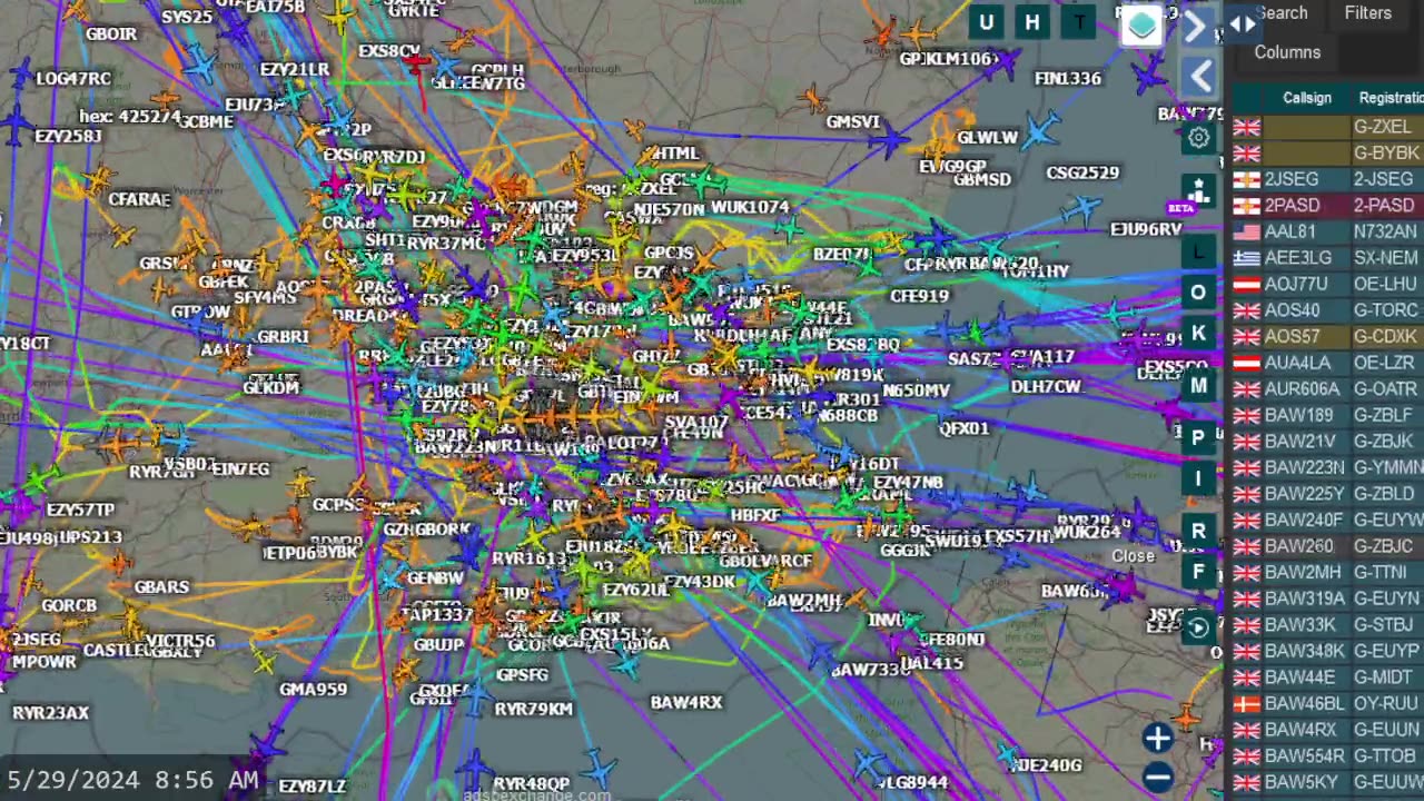 London air traffic time lapsed - May30 th -