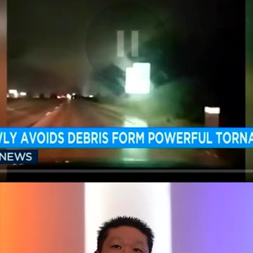 Tornado Drops a Big Rig In Front of A Moving Car