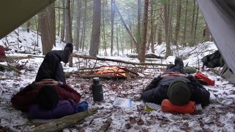 Tarp Camping in the Snow