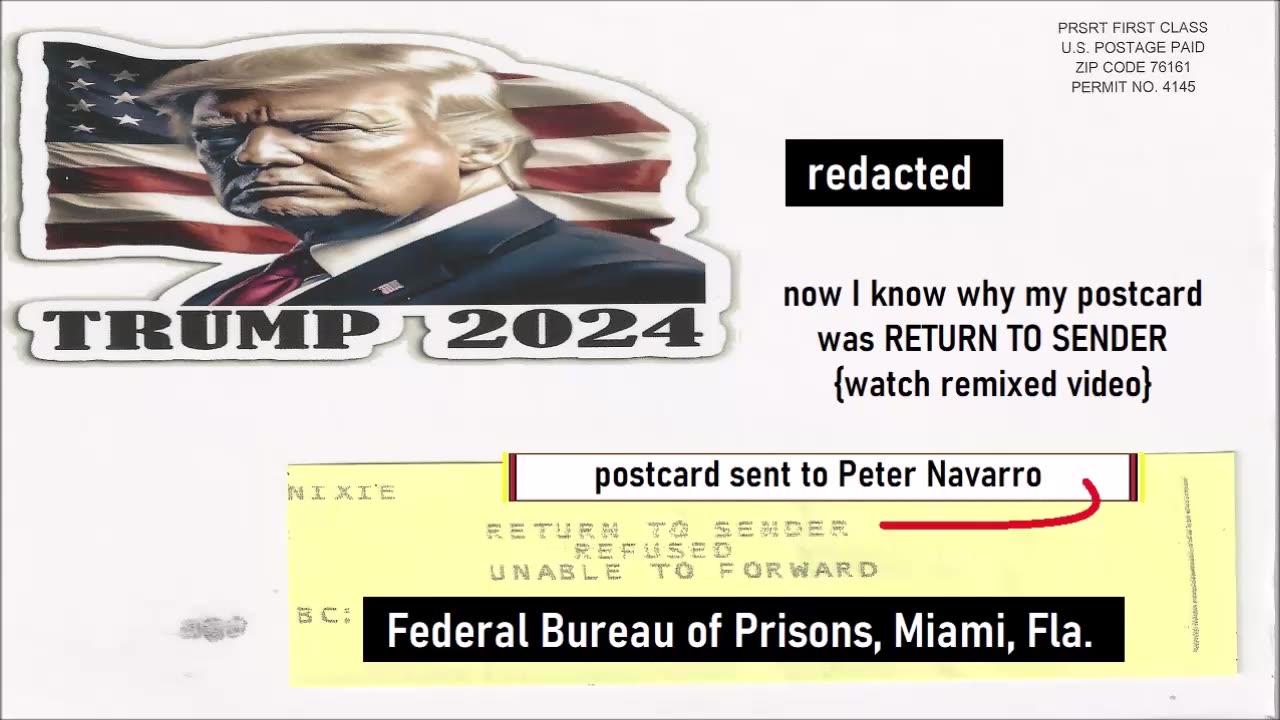 POSTCARD SENT TO PETER NAVARRO RETURN TO SENDER