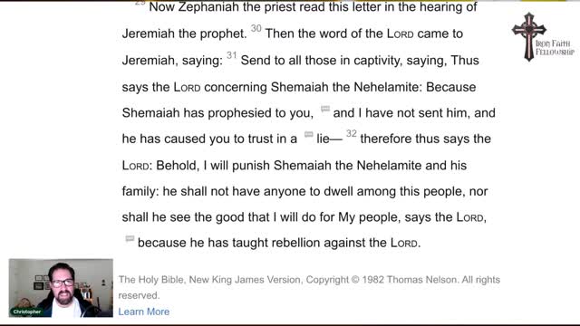 Iron Faith Fellowship Bible Study: Jeremiah.