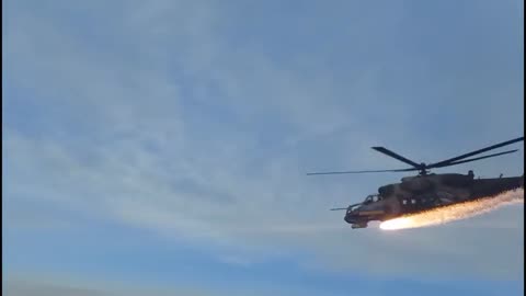 Ukrainian Helicopter Fires Rockets into the Forest