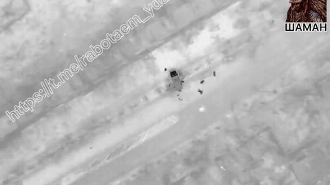 Russian shock drone in an ambush on armored vehicle of the Ukrainian army