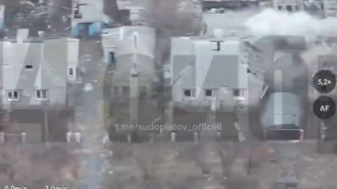 Russian Krot UGV (unmanned ground vehicle) detonates in Ukrainian building