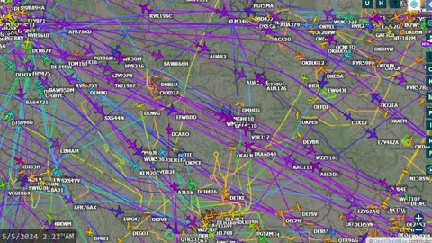 Another European Air Traffic Time Lapse of Air Pollution Devices - May 5th 2024