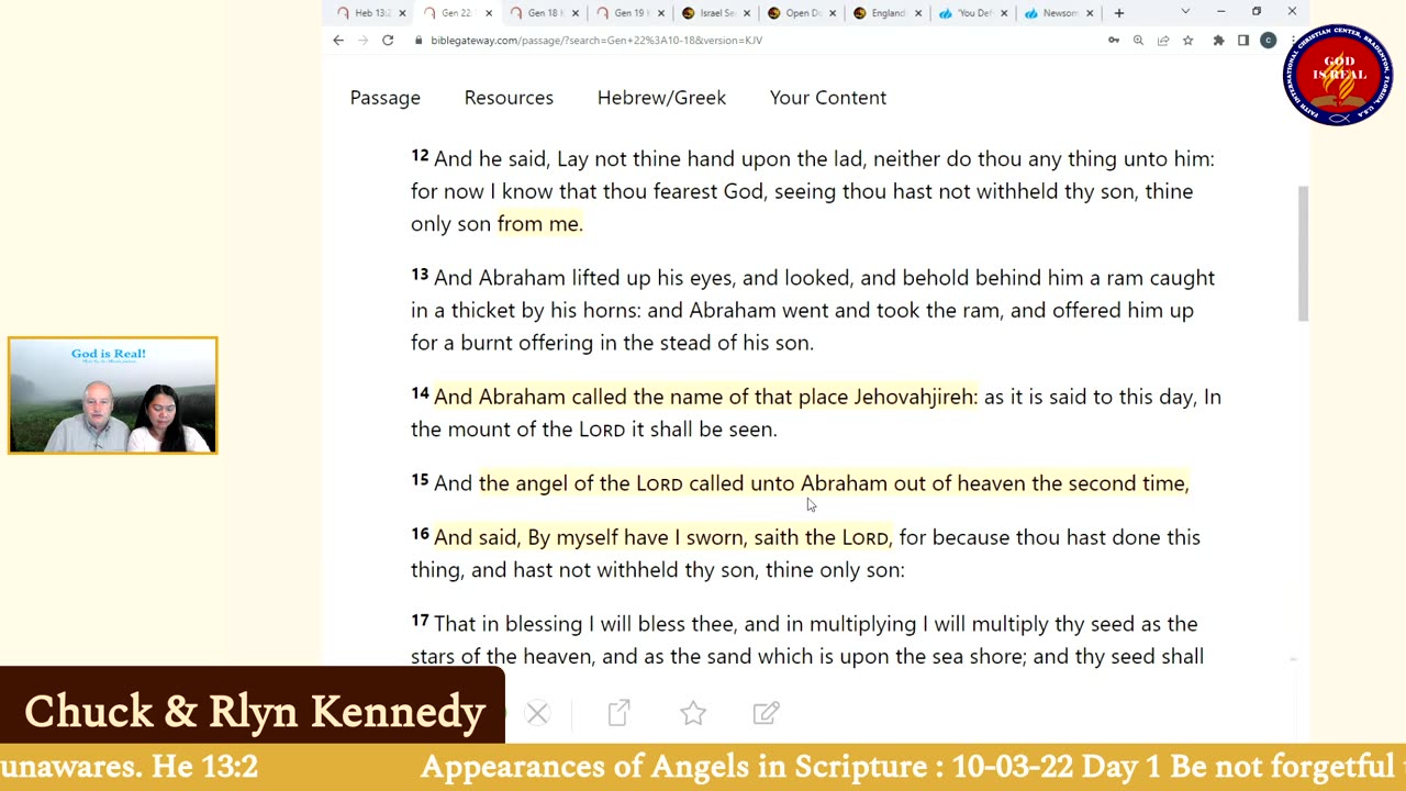 God is Real: 10-03-22 The Appearances of Angels Day1 - Pastor Chuck Kennedy