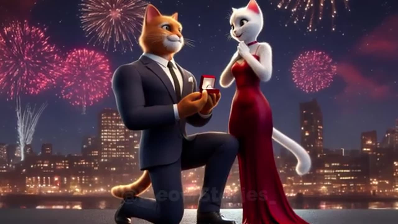 Love Story of Cats 🤵💜👰 #catlover #catvideos #catvideo2024 #aicat #cutecat #cat #catstory