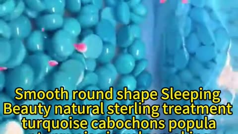 241203-5 Smooth round shape Sleeping Beauty natural sterling treatment turquoise cabochons popular