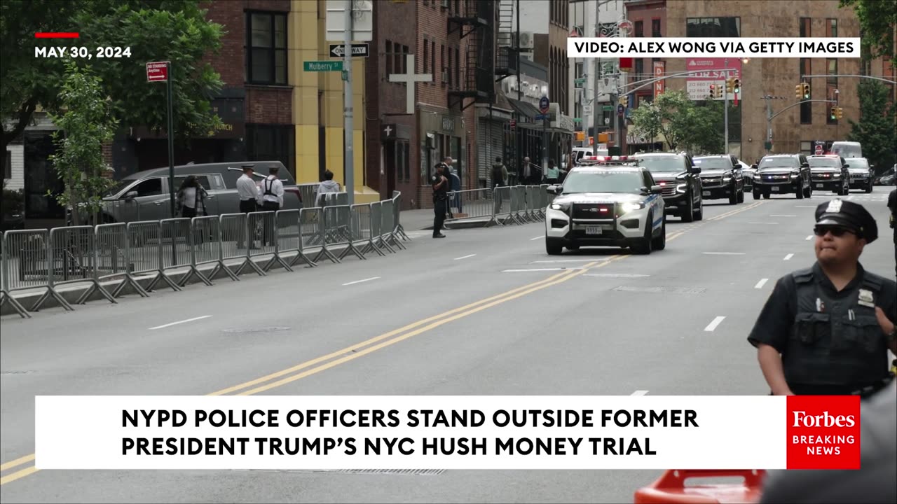 NYPD Police Officers Stand Outside Former President Trumps NYPD Hush Money Trial