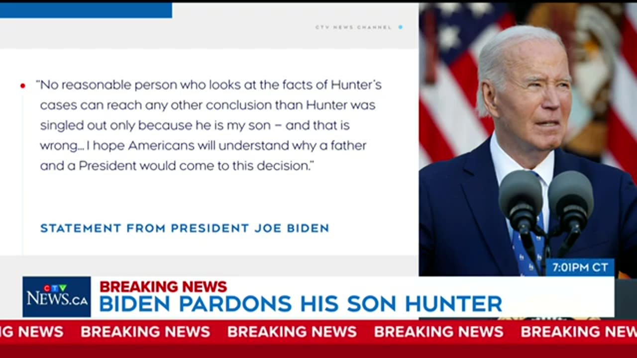 Biden reverses promise and pardons son Hunter of federal gun and tax crimes | BREAKING NEWS