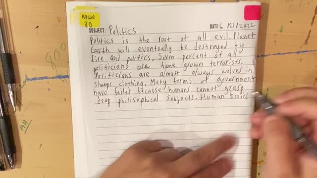 Page 30 of BOOK TWO - SUBJECTS OF LIFE being written