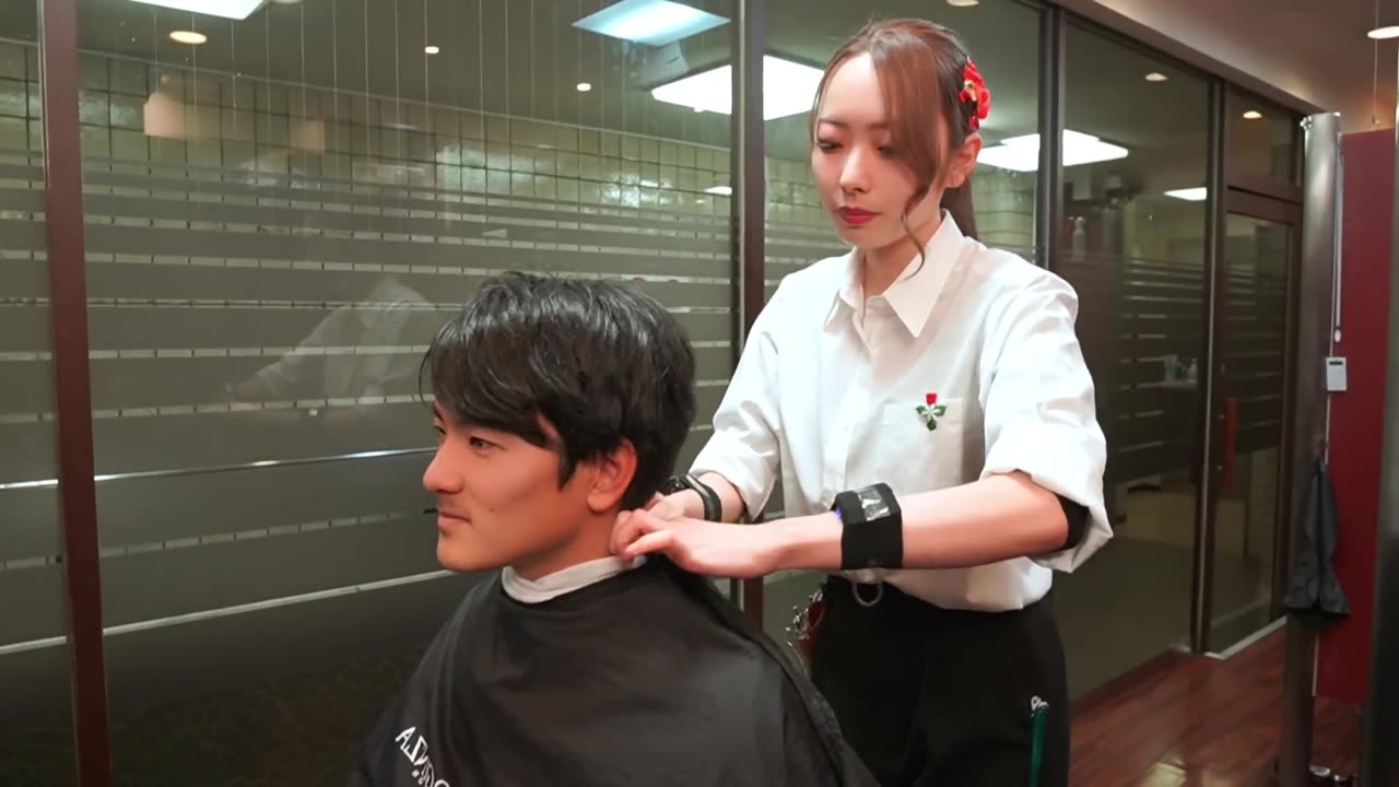 ASMR Japanese barbeshop | Haircut, strong shampoo and head massage