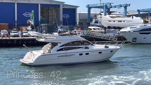 Sealine S42 and Princess F42 waiting for the lifting bridge