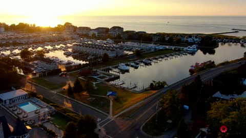 Sun Setting On New Buffalo Last Sunset Of The Summer 4K Drone Footage