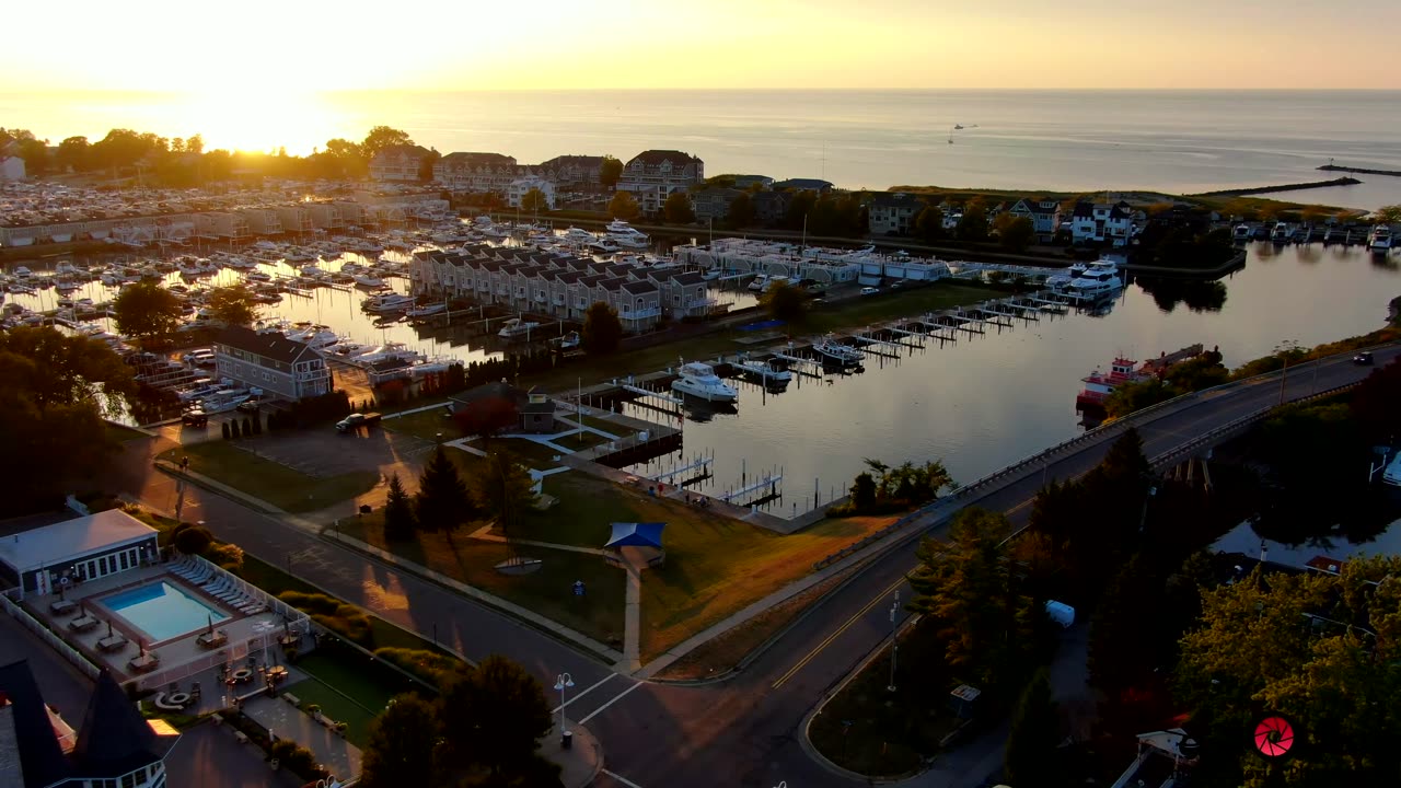 Sun Setting On New Buffalo Last Sunset Of The Summer 4K Drone Footage