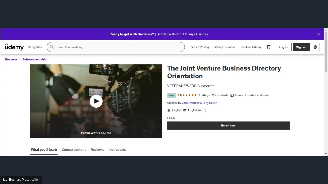 Joint Venture Business Directory Orientation Preview