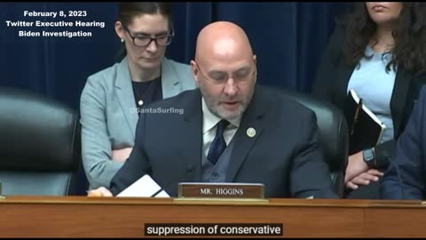 Rep Higgins grills Twitter Executives at hearing.....