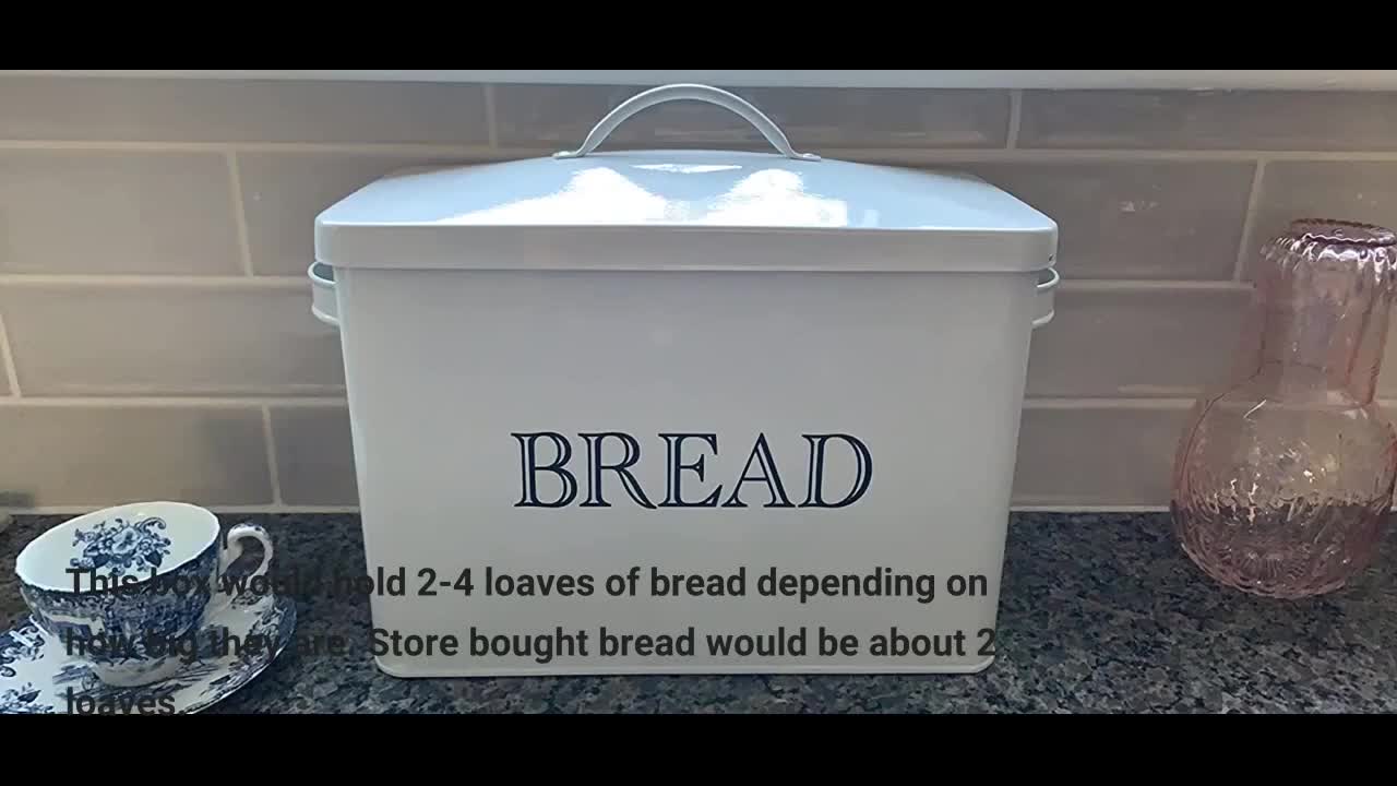 JRENINET Farmhouse Bread Box for Kitchen Countertop - Space Saving, Large Capacity Bread Storag...