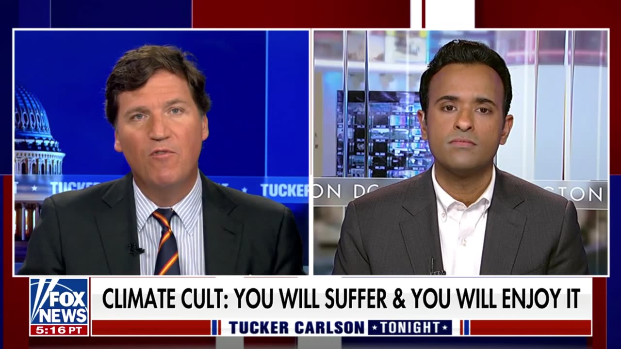 Tucker Carlson and Vivek Ramaswamy compare the climate crusade to the Spanish Inquisition.