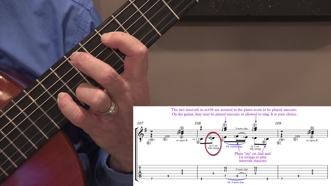 Technique Left-Hand, Part II (slow section). Video #75: m107-109 Version #2