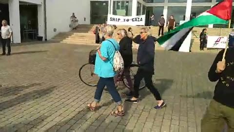 Ship to Gaza. Bakom Dunkers Kulturhus, invid Kajpromenaden. Helsingborg 19 Maj 2018