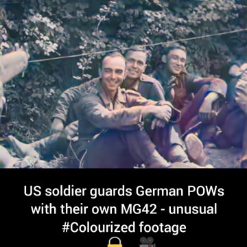 US soldier guards German POWs with MG42 unusual #Colourized footage🇺🇸 🔒 🇩🇪 🎥